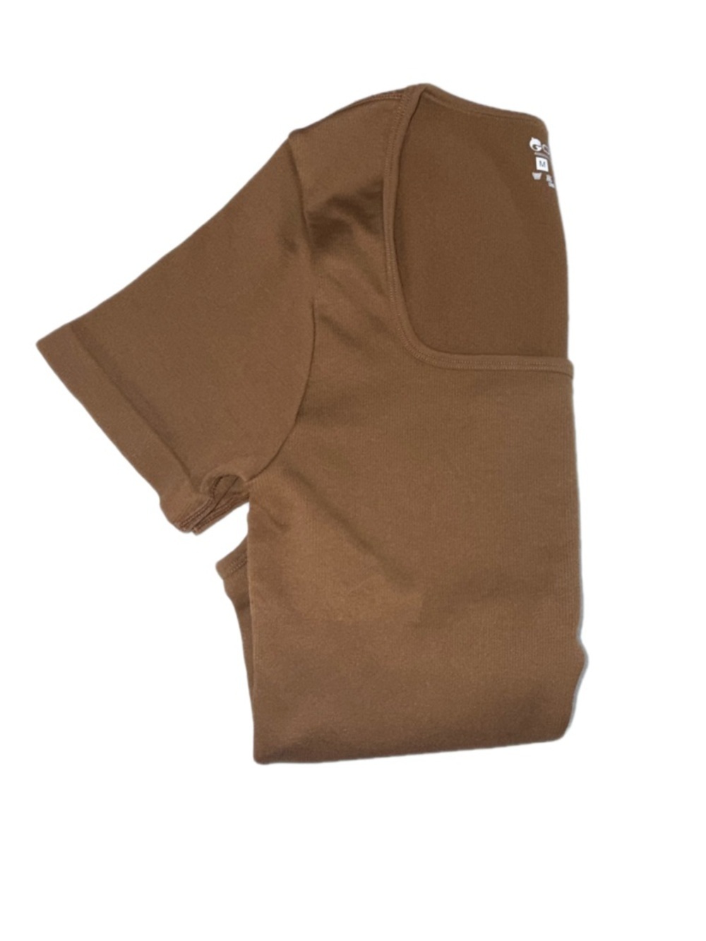 QQQ Ribbed Short Sleeve Bodysuit Brown Size Medium Stretch Snap Closure - Picture 3 of 7